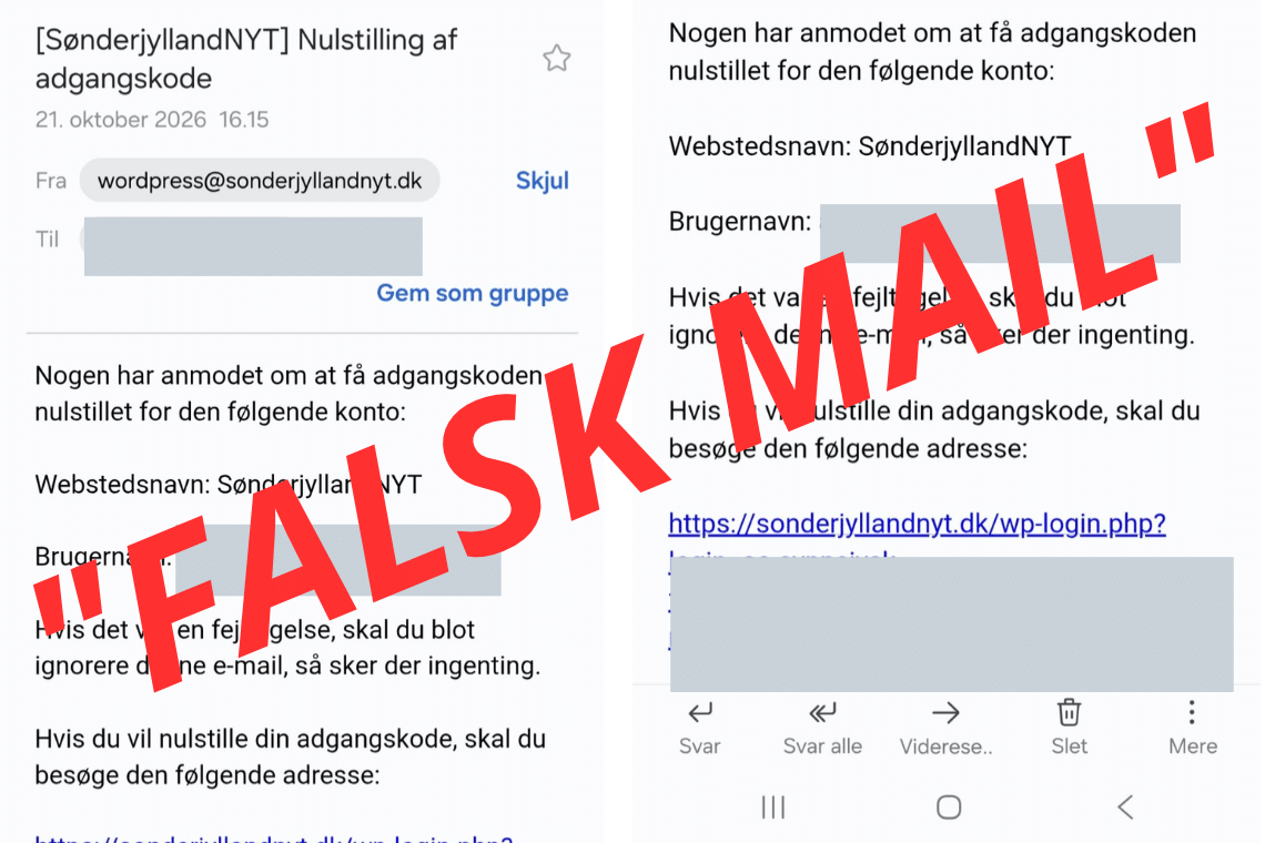 Falske mails i omløb: SønderjyllandNYT advarer mod fuphenvendelser