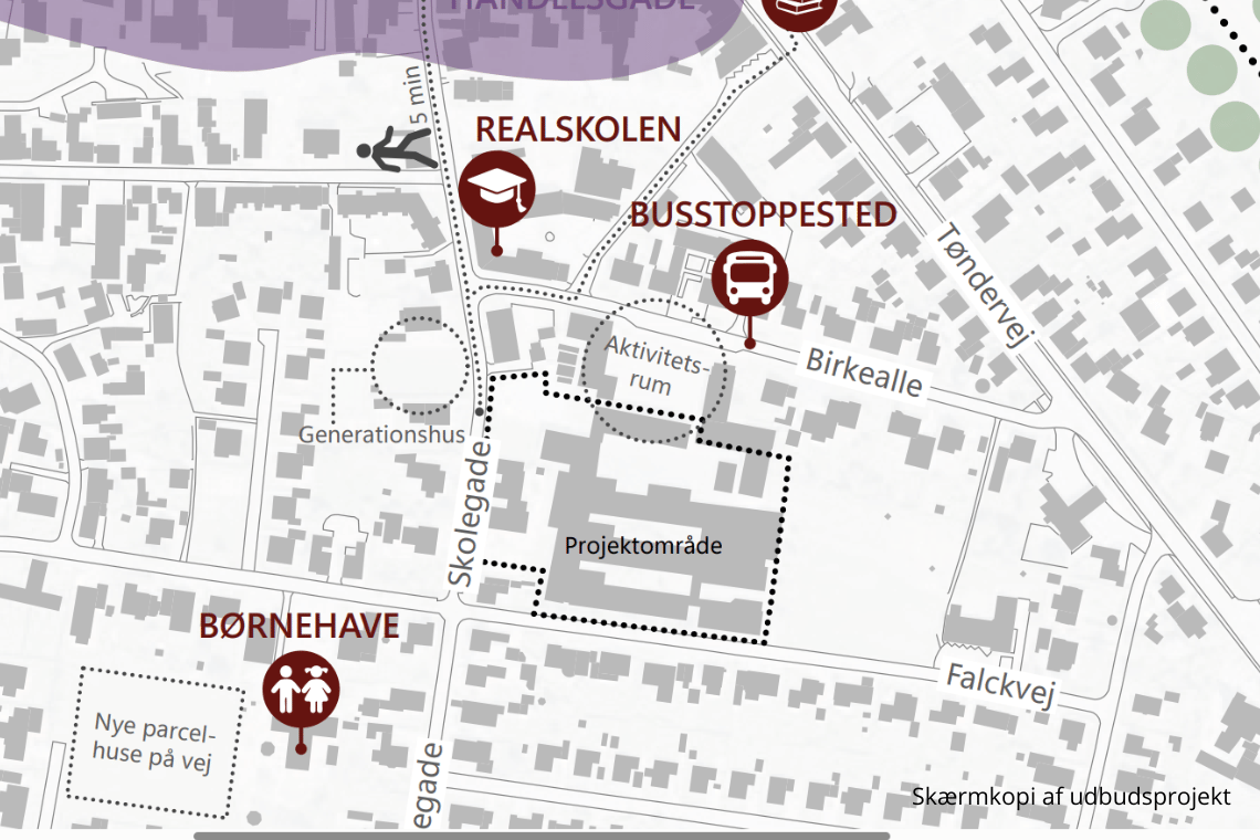 Tidligere distriktsskole i Skærbæk sættes til salg — kommunen søger bæredygtig omdannelse i bymidten