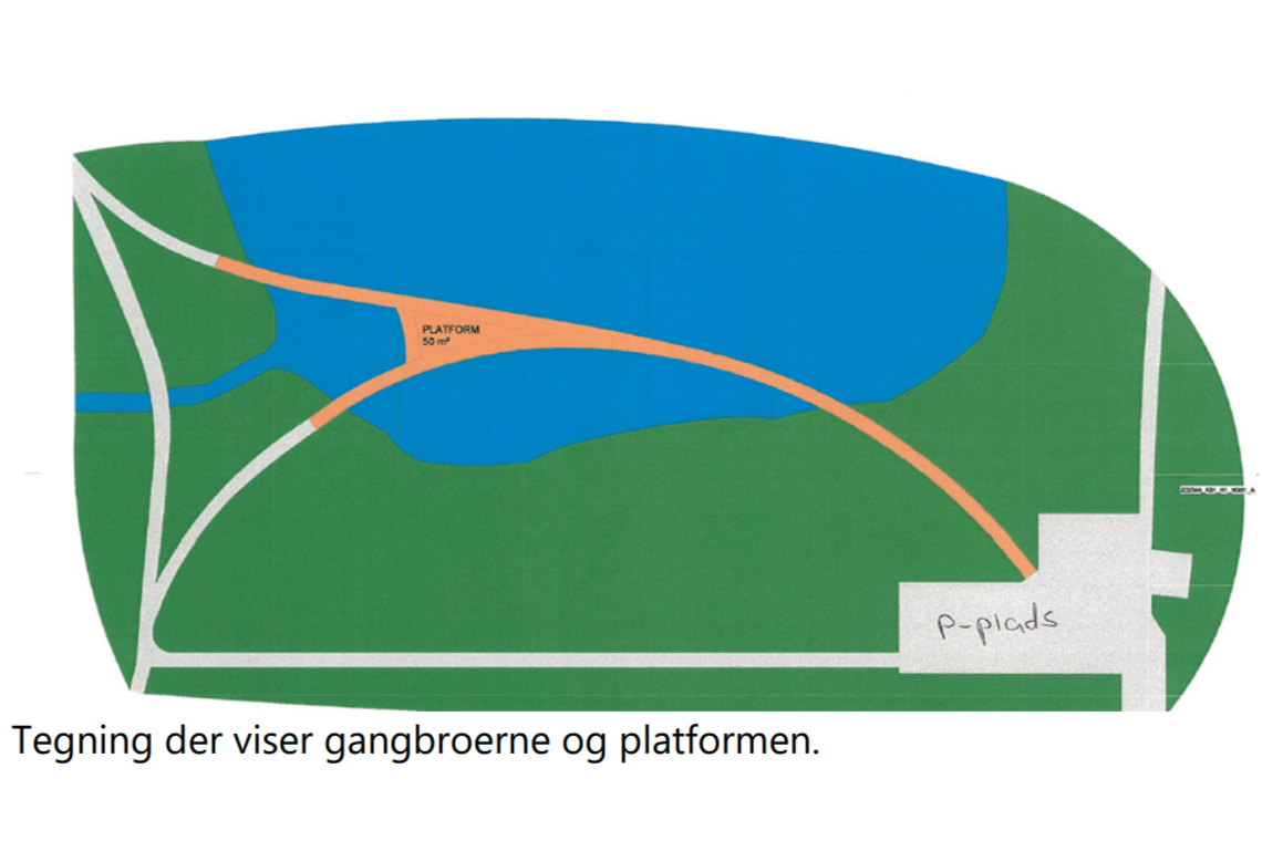 Gangbro og platform på vej i Mølledammen når Løgumkloster får nyt rekreativt vandprojekt